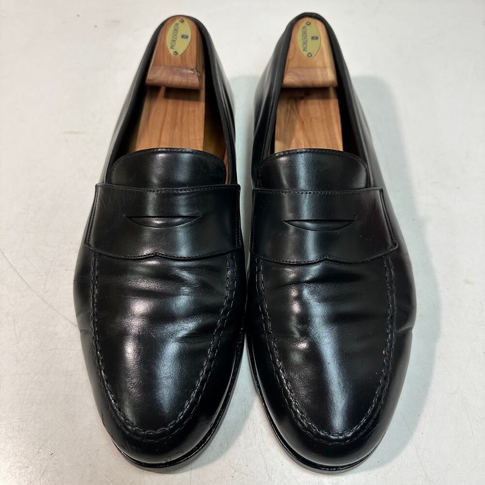 FULLY RESOLED Crockett & Jones Boston Black Calf Penny Loafer UK 12 G US 13 EE
